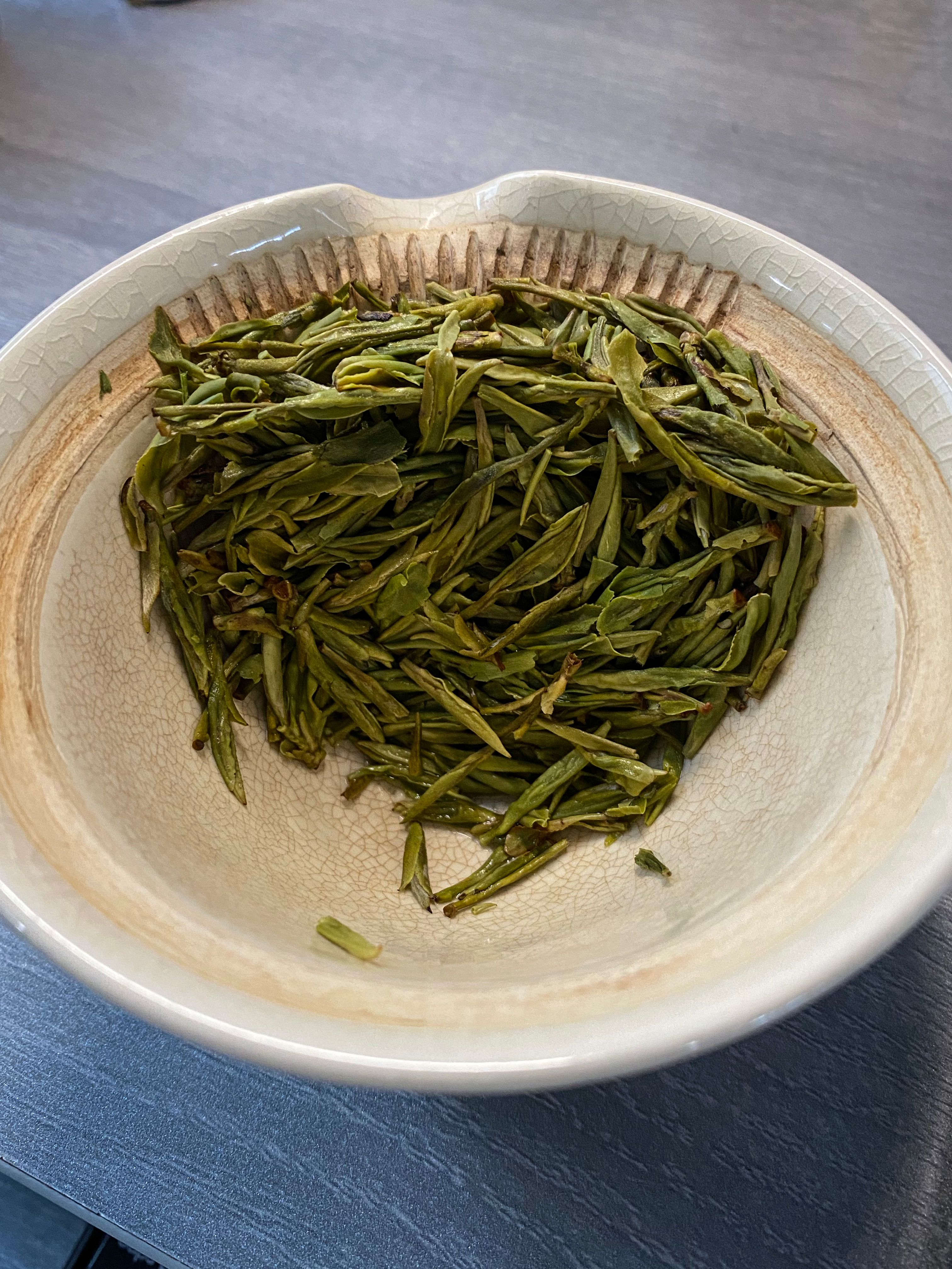 Leaves after first infusion, about double in size of dry